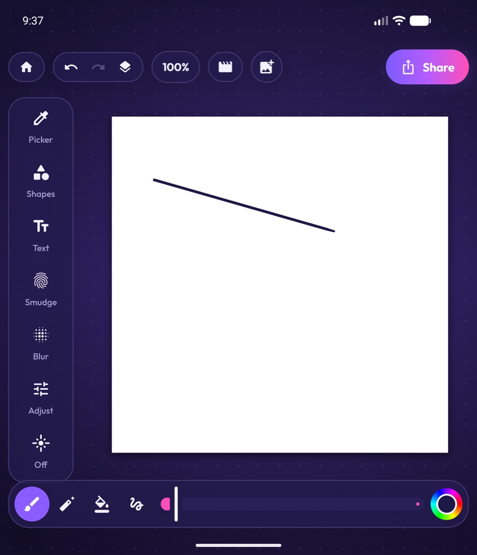 Cyrink : espace de dessin et pinceaux
